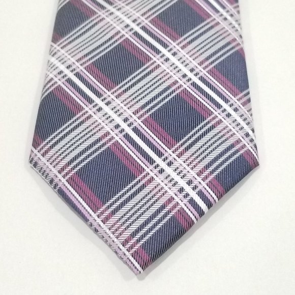 Stafford - Plaid Tie - Navy Pink and White - Picture 1 of 9